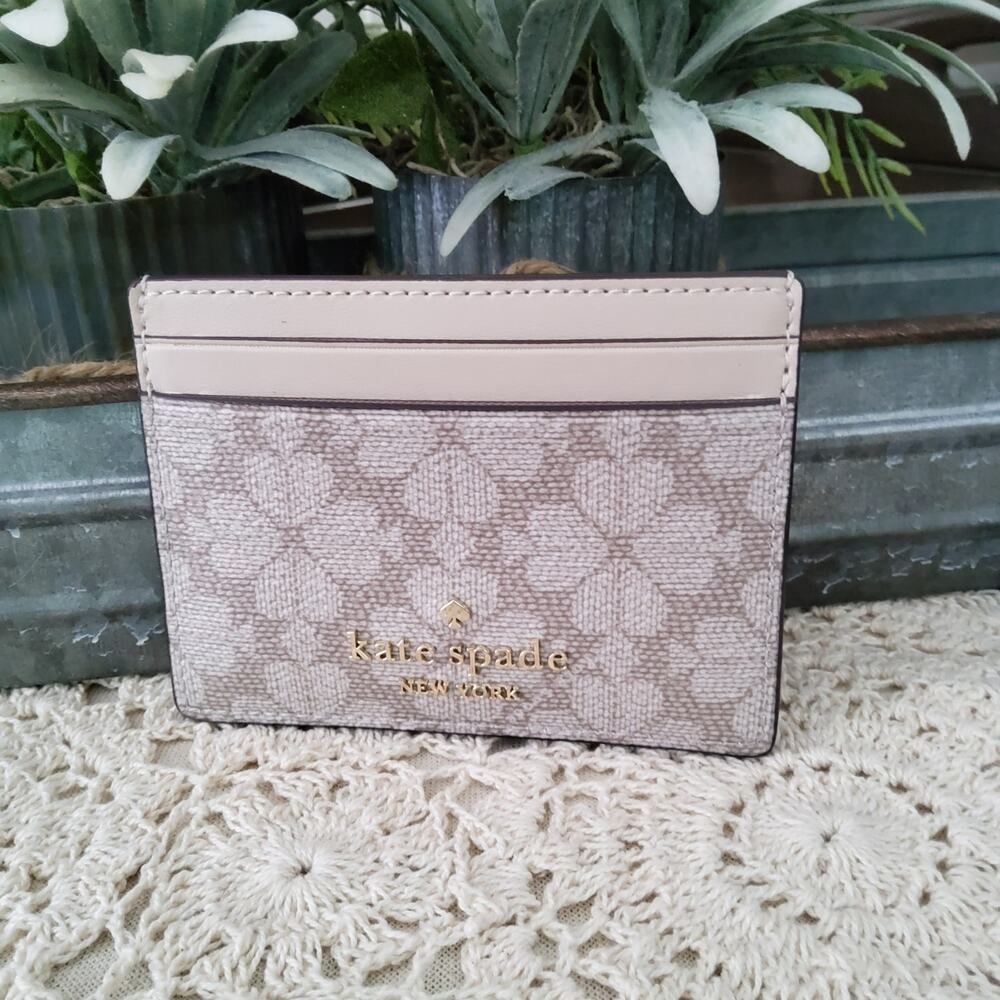 Kate Spade Women's Spade Flower Card Case in Dark Beige